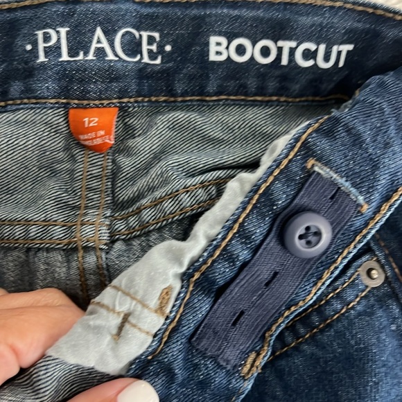 Children’s Place Girls Boot Cut Jeans 12 EUC, adjustable waist - Picture 3 of 3